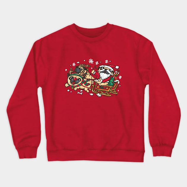 Santapug and Rudolph Crewneck Sweatshirt by nokhookdesign